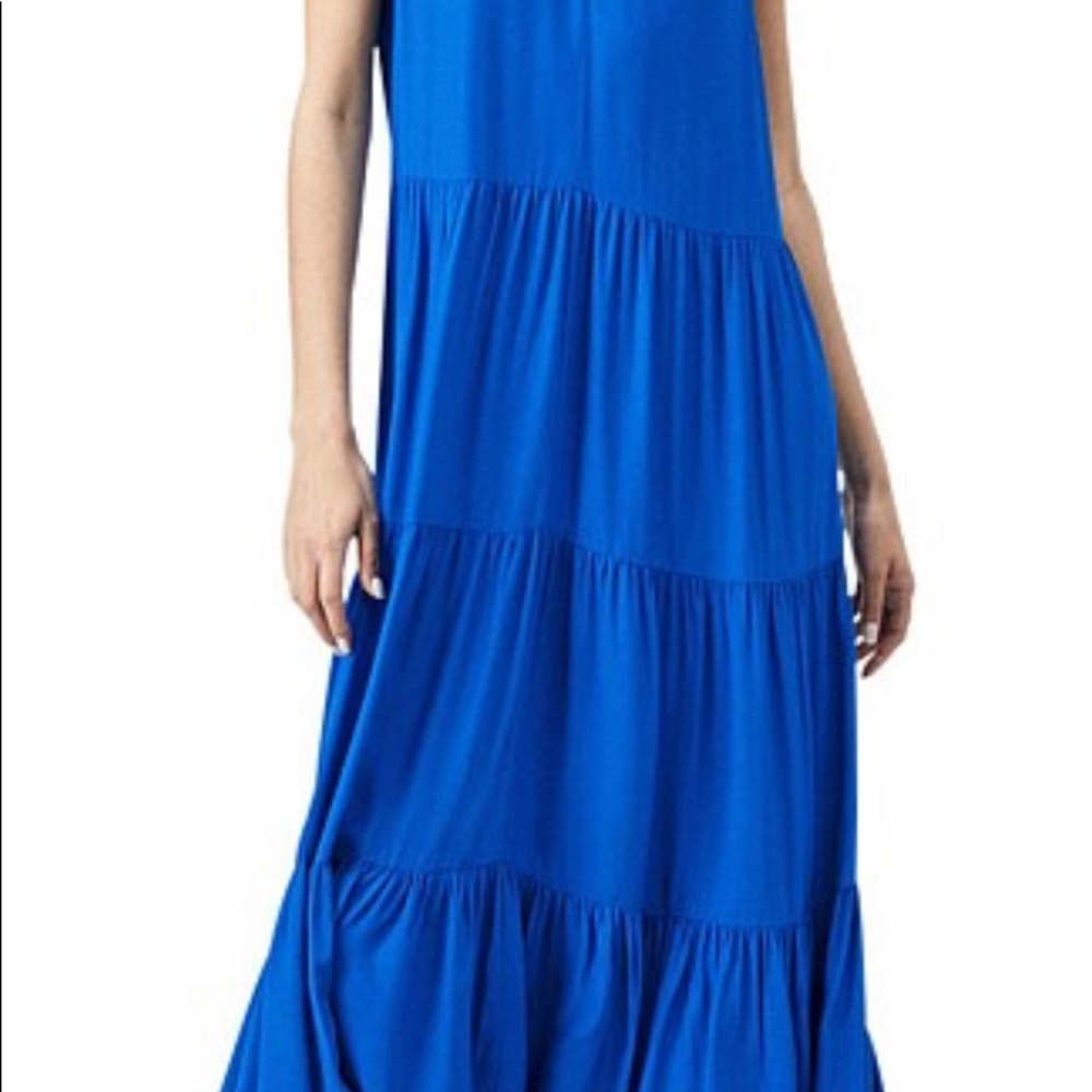 BNWT Witchery Bright Blue Tiered Vneck Dress Size 12 - Picture 5 of 6